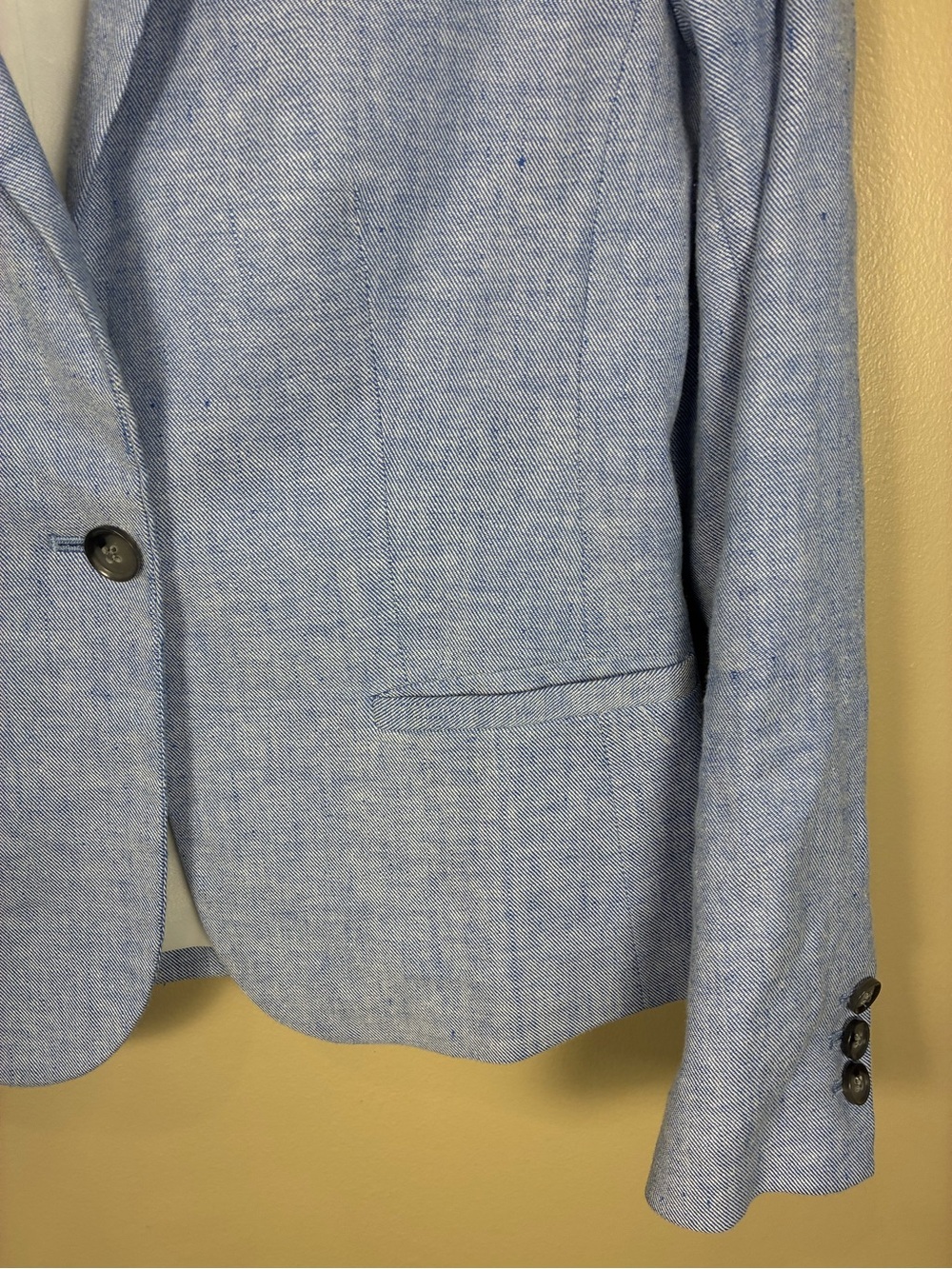 Banana Republic Classic Blazer Jacket Linen Blend Chambray Blue Sz 0 - Picture 7 of 12
